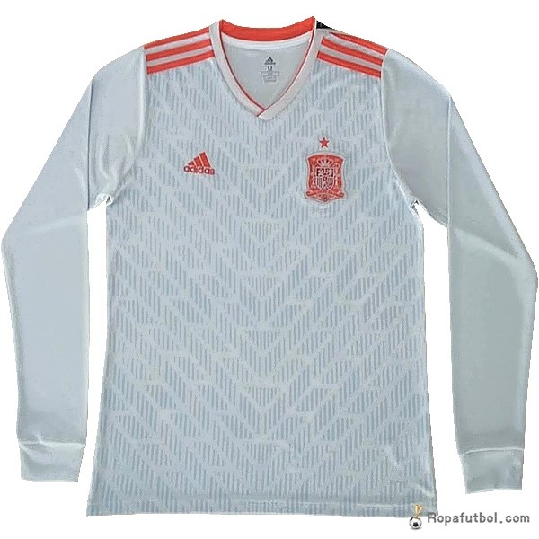 Camiseta España Replica Segunda Ropa Manga Larga 2018 Blanco